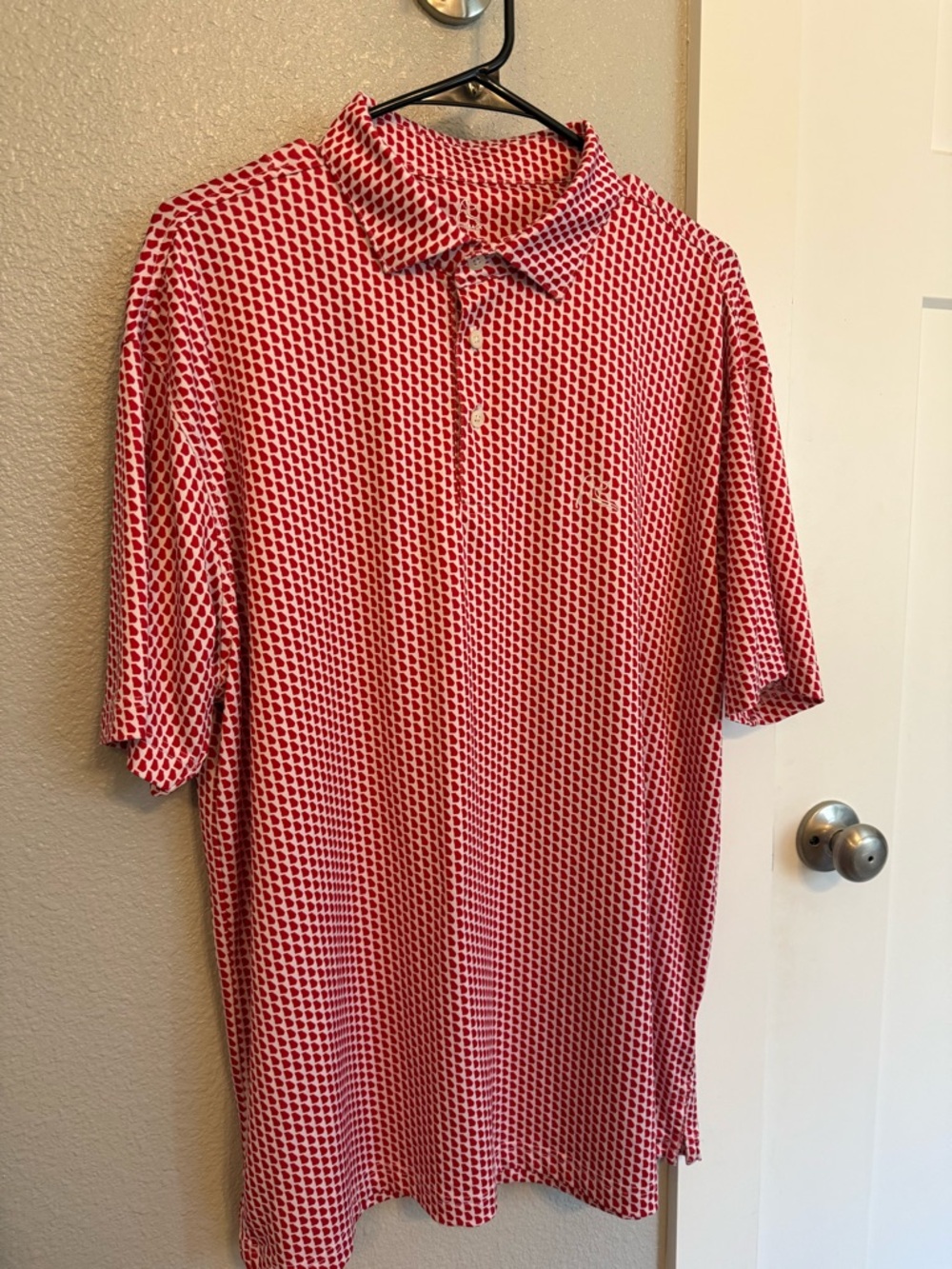 Rhoback Red and White Patterned Polo